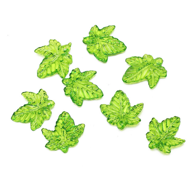30 sztuk różne zawieszki zielone liście plastikowe do biżuterii: naszyjnik, bransoletka, kolczyki - Wianko - 5