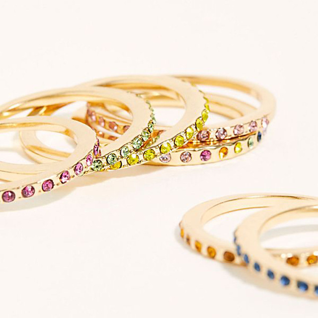 Nowoczesny pierścień z tęczowymi cyrkoniami, nowa biżuteria letnia dla kobiet 2019 - Wianko - 33