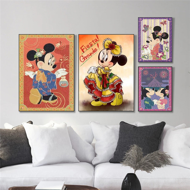 Obraz na płótnie Disney Anime - Myszka Miki i Minnie w kimono - dekoracja do salonu i wnętrz - Wianko - 5