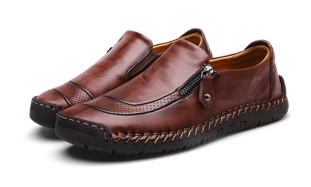 Męskie skórzane mokasyny płaskie - wygodne buty do pracy i na co dzień (Męskie obuwie mokasyny płaskie wygodne skórzane) - Wianko - 20