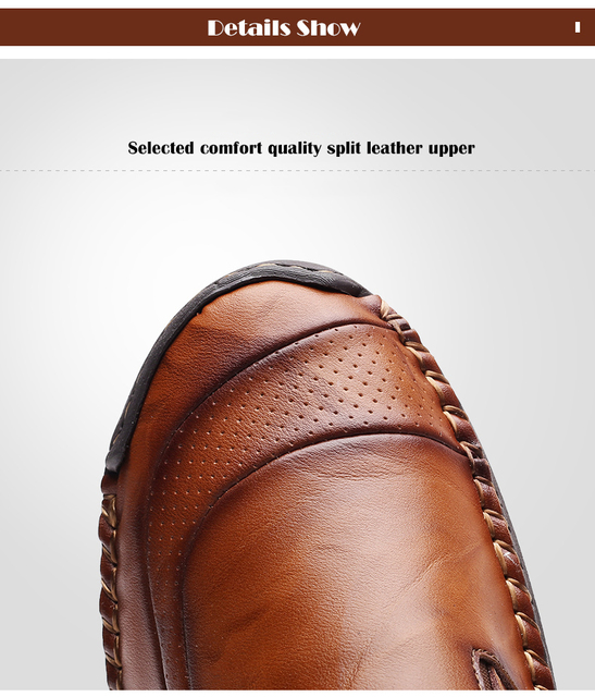 Męskie skórzane mokasyny płaskie - wygodne buty do pracy i na co dzień (Męskie obuwie mokasyny płaskie wygodne skórzane) - Wianko - 6