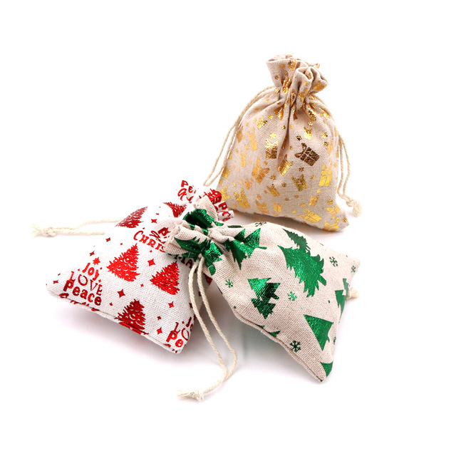 Ekologiczna torba na prezent Boże Narodzenie - słodycze, torby, mikołaj, jeleń, renifer, nowy rok, woreczki, pakowanie, saszetka - Wianko - 8