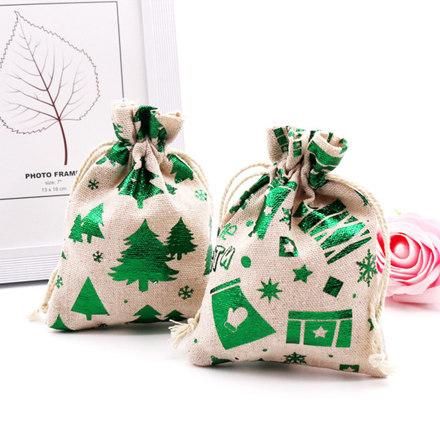 Ekologiczna torba na prezent Boże Narodzenie - słodycze, torby, mikołaj, jeleń, renifer, nowy rok, woreczki, pakowanie, saszetka - Wianko - 5