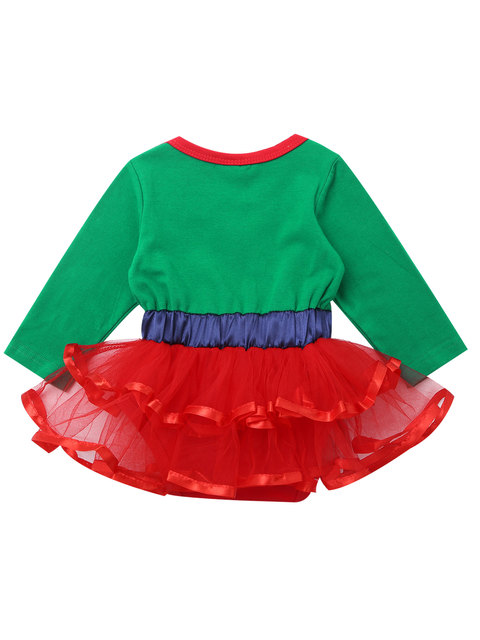 Sukienka elfa z długim rękawem i siatkowym Tutu dla niemowląt dziewcząt - strój jesienno-zimowy, fantazyjny kostium na Święta - Wianko - 4