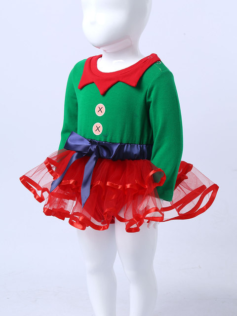 Sukienka elfa z długim rękawem i siatkowym Tutu dla niemowląt dziewcząt - strój jesienno-zimowy, fantazyjny kostium na Święta - Wianko - 6