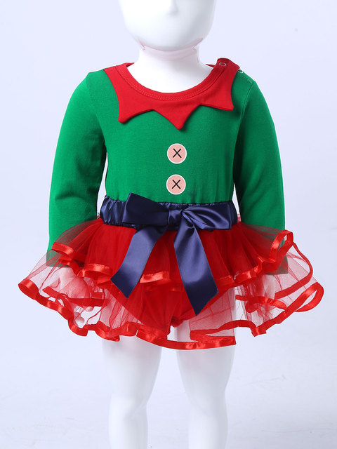 Sukienka elfa z długim rękawem i siatkowym Tutu dla niemowląt dziewcząt - strój jesienno-zimowy, fantazyjny kostium na Święta - Wianko - 5
