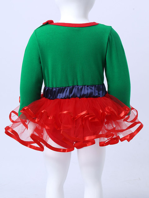 Sukienka elfa z długim rękawem i siatkowym Tutu dla niemowląt dziewcząt - strój jesienno-zimowy, fantazyjny kostium na Święta - Wianko - 7
