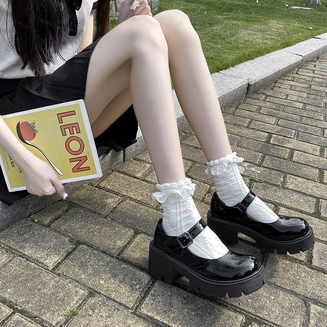 Miękkie szpilki platformowe buty damskie styl japoński Lolita vintage Mary Jane - białe - Wianko - 7