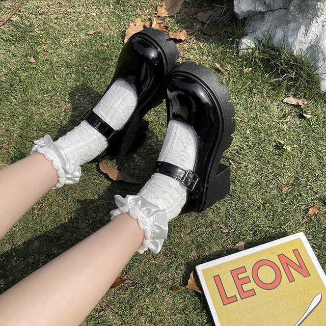 Miękkie szpilki platformowe buty damskie styl japoński Lolita vintage Mary Jane - białe - Wianko - 6