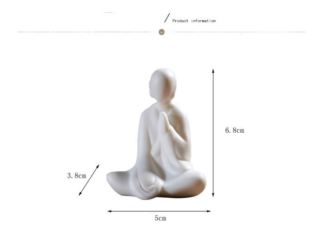 Porcelanowa figurka białego małego pinny, zdobiona motywem Zen budda - idealna dekoracja do herbaciarni i ogrodu - Wianko - 2