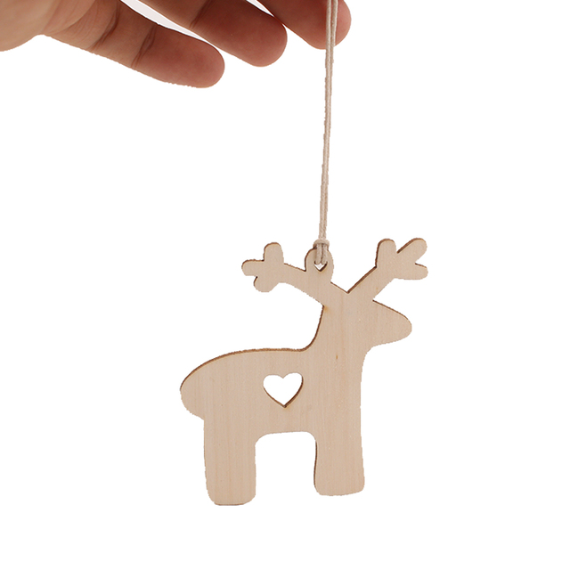 Drewniane drzewo Bell Deer - 10 sztuk, niedokończone świąteczne ozdoby z drewna, do zawieszenia na choinkę - DIY ozdabiania rękodzieła - Wianko - 18