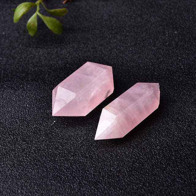 Kryształki kwarcowe różowe, sześciokątne podwójnie zakończone punkty - medytacyjne, uzdrawiające Reiki, DIY biżuteria mineralna - Wianko - 2
