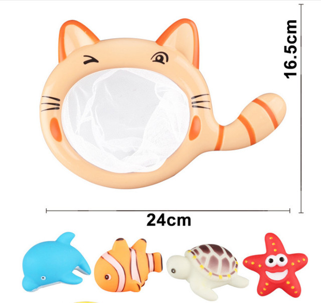 Miękkie gumowe zabawki do kąpieli dla dzieci – pływające lalki kitten i shark fishing - Wianko - 3