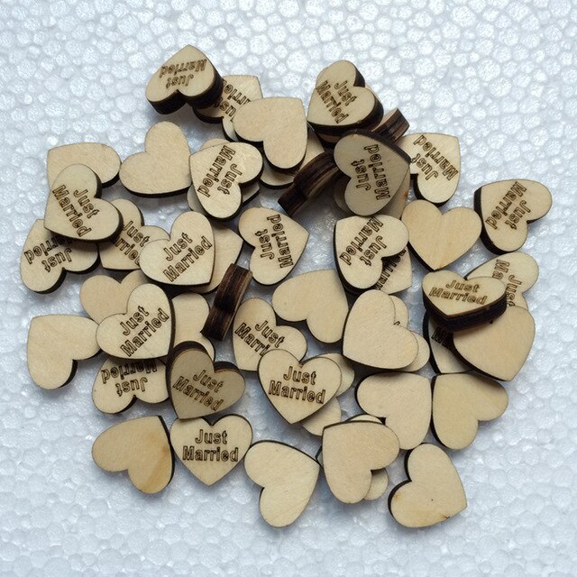 50 drewnianych serc w kształcie konfetti, idealne do dekoracji stołu weselnego - DIY ozdoby ślubne - Wianko - 1
