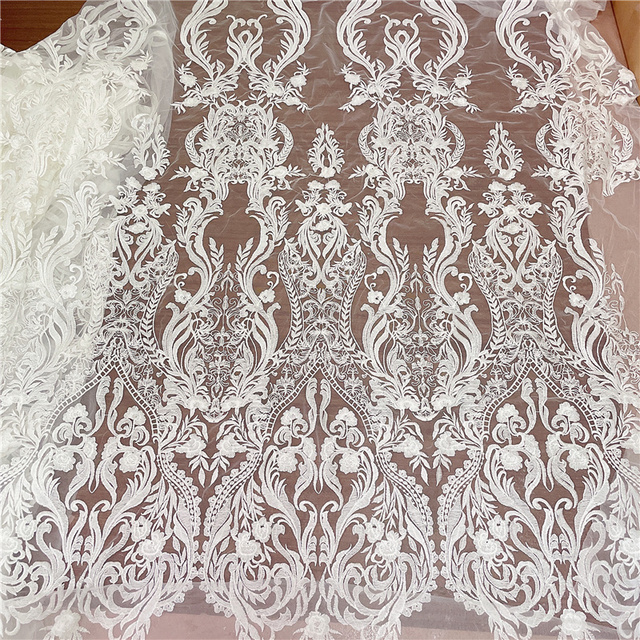 Koronkowa suknia ślubna z haftem ażurowym LFY, biała, wysokiej jakości (1 stocznia) - Wianko - 3
