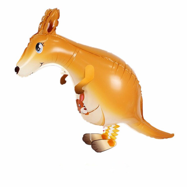 Zwierzaki balony-kangury: 10 szt. aluminiowych, nadmuchiwanych balonów z motywem zwierząt dla dzieci na urodziny i imprezy - Wianko - 1