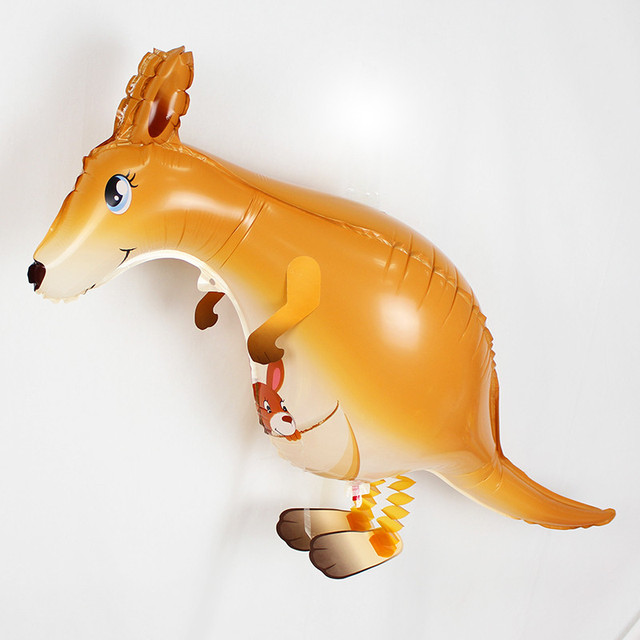 Zwierzaki balony-kangury: 10 szt. aluminiowych, nadmuchiwanych balonów z motywem zwierząt dla dzieci na urodziny i imprezy - Wianko - 2