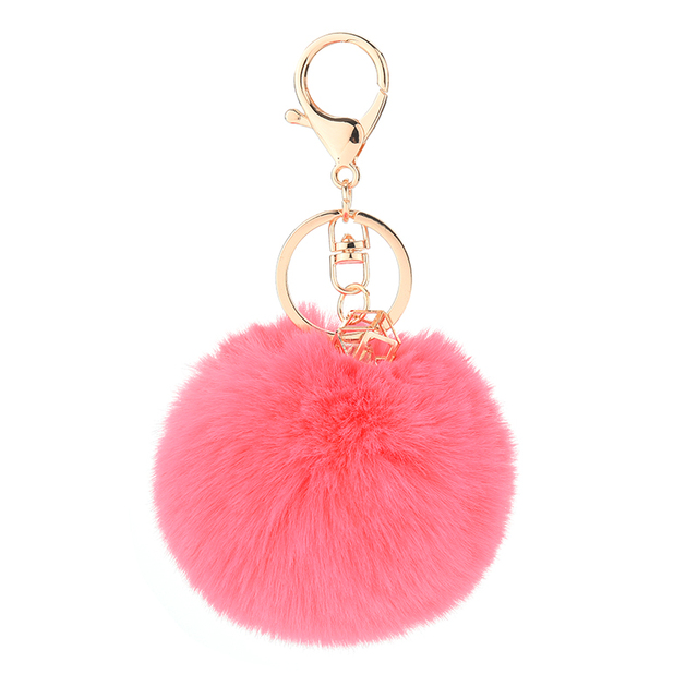 Breloczek do kluczy z piłką pomponem z sztucznego futra królika, 23 kolory, dla kobiet, biżuteria EH344 - Wianko - 32