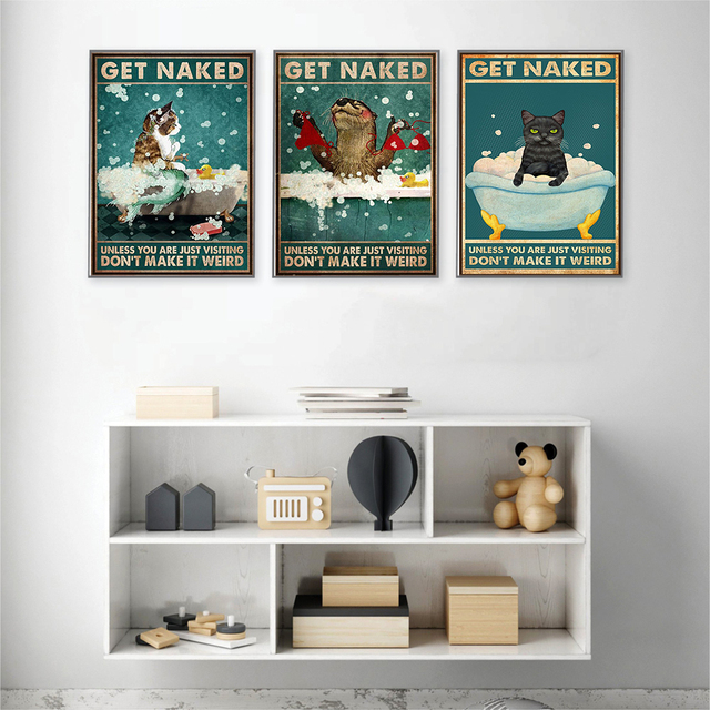 Obraz na płótnie z motywem syrenki, kota, wydry, Pitbulla, psa i niedźwiedzia – dekoracja do domu - Wianko - 3