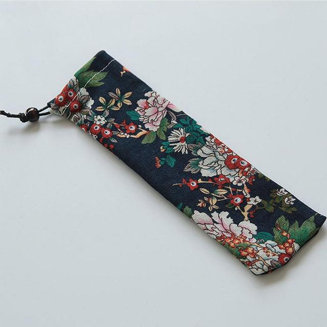 Przenośna japońska torba na sztućce - pojemny, wytrzymały brezent, z praktycznymi paskami do przenoszenia i zamykaniem na sznurek - Wianko - 8