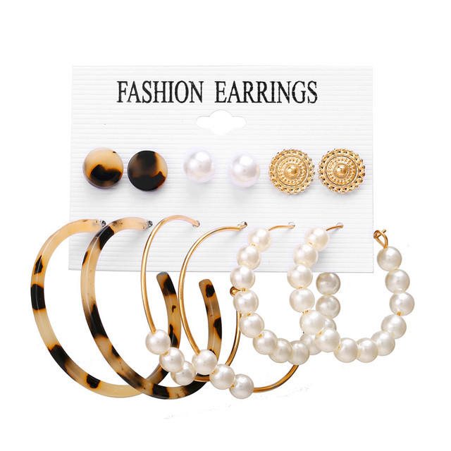 Kolczyki Metal Pearl Tassel z 2020 roku - moda dla kobiet, akrylowe, kryształowe, duże, okrągłe, wiszące, zestaw Brincos biżuterii - Wianko - 6