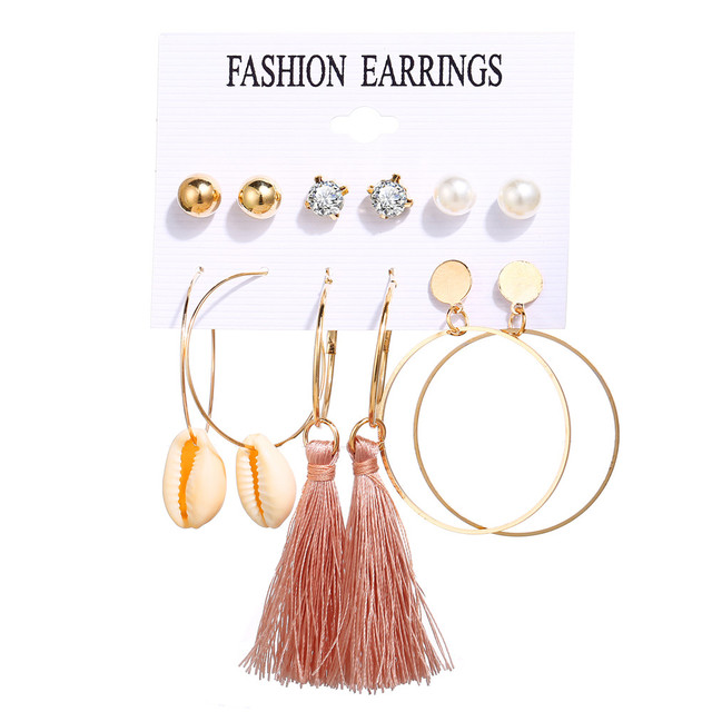 Kolczyki Metal Pearl Tassel z 2020 roku - moda dla kobiet, akrylowe, kryształowe, duże, okrągłe, wiszące, zestaw Brincos biżuterii - Wianko - 8