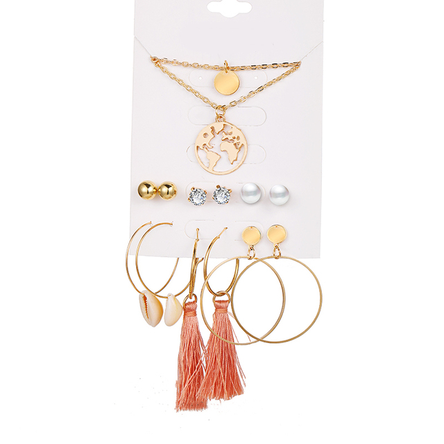 Kolczyki Metal Pearl Tassel z 2020 roku - moda dla kobiet, akrylowe, kryształowe, duże, okrągłe, wiszące, zestaw Brincos biżuterii - Wianko - 11