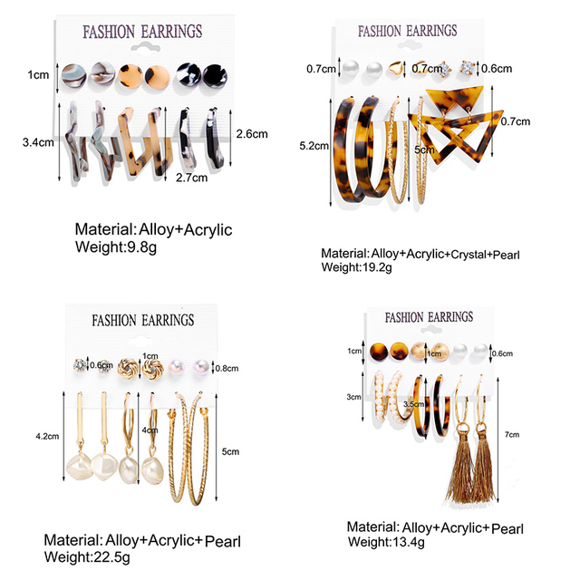Kolczyki Metal Pearl Tassel z 2020 roku - moda dla kobiet, akrylowe, kryształowe, duże, okrągłe, wiszące, zestaw Brincos biżuterii - Wianko - 2