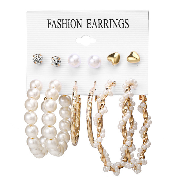 Kolczyki Metal Pearl Tassel z 2020 roku - moda dla kobiet, akrylowe, kryształowe, duże, okrągłe, wiszące, zestaw Brincos biżuterii - Wianko - 7