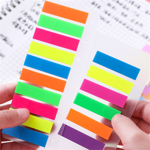 Papierowy Notes do robienia notatek w przezroczystym kolorze fluorescencyjnym z samoprzylepnymi karteczkami, zakładką, markerem i naklejkami Memo do biura, szkoły i notebooków - Wianko - 6