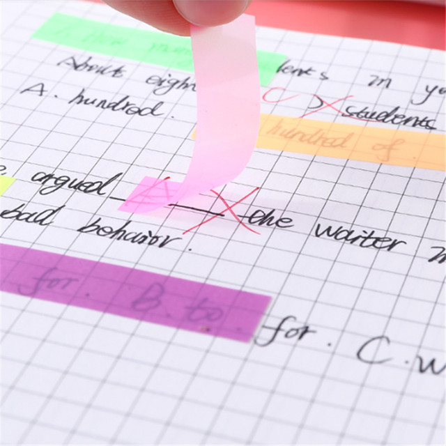 Papierowy Notes do robienia notatek w przezroczystym kolorze fluorescencyjnym z samoprzylepnymi karteczkami, zakładką, markerem i naklejkami Memo do biura, szkoły i notebooków - Wianko - 4