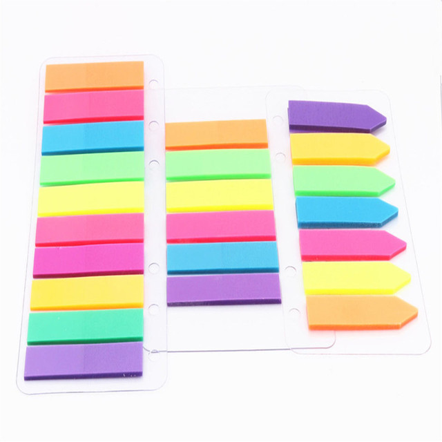 Papierowy Notes do robienia notatek w przezroczystym kolorze fluorescencyjnym z samoprzylepnymi karteczkami, zakładką, markerem i naklejkami Memo do biura, szkoły i notebooków - Wianko - 9