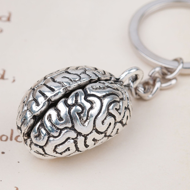 Breloczek anatomiczny Cerebrum Brain z biżuterią Halloween, 8.7 cm, srebrny, 1 sztuka - Wianko - 2