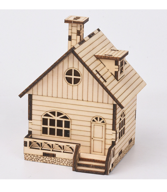 Drewniane domki w kształcie ośmiokątne - kreatywne puzzle do ręcznego montażu z pozytywką dla dzieci - Wianko - 3