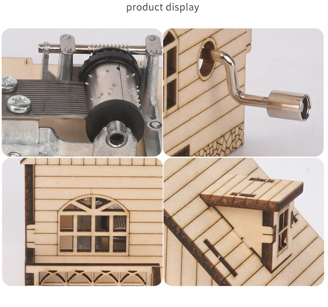 Drewniane domki w kształcie ośmiokątne - kreatywne puzzle do ręcznego montażu z pozytywką dla dzieci - Wianko - 2