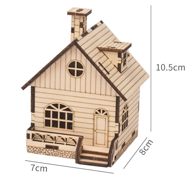 Drewniane domki w kształcie ośmiokątne - kreatywne puzzle do ręcznego montażu z pozytywką dla dzieci - Wianko - 1