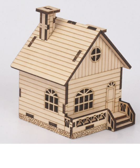 Drewniane domki w kształcie ośmiokątne - kreatywne puzzle do ręcznego montażu z pozytywką dla dzieci - Wianko - 4