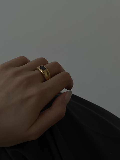 Tytanowy pierścień retro z czarnym kamieniem 18K złota dla kobiety - Wianko - 7