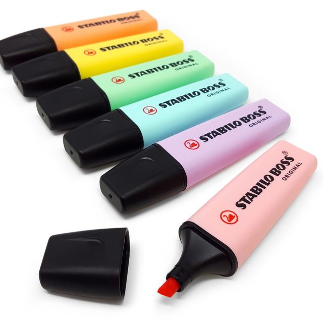 Opakowanie 15 długopisów Stabilo Boss w 9 oryginalnych kolorach i 6 nowych pastelowych - zakreślacze markerów - Wianko - 3