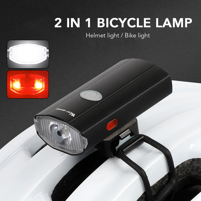 Lekki kask rowerowy 2w1 WEST BIKING z akumulatorem, wodoodporna przednia lampa rowerowa z mocowaniem na kierownicę oraz reflektorem na tył - Wianko - 4