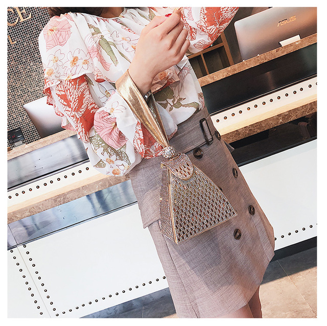 Luksusowa elegancka różowa torebka na ramię w wzór trójkąta diamentowego - Wianko - 9