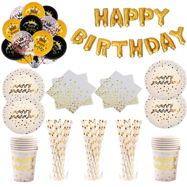 Dekoracje na przyjęcie urodzinowe - białe złoto, jednorazowa zastawa stołowa: talerze, kubki, banner, balony Baby Shower Party - Wianko - 1