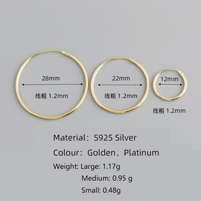 Oryginalne, srebrne kolczyki Hoop z 925 Sterling Silver dla kobiet i mężczyzn - koreańska moda, prosta elegancja - Wianko - 2