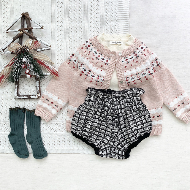 Sweter z długimi rękawami dla dziewczynek z motywem Bożego Narodzenia - płaszcz na jesień/zimę z kokardką - Wianko - 9