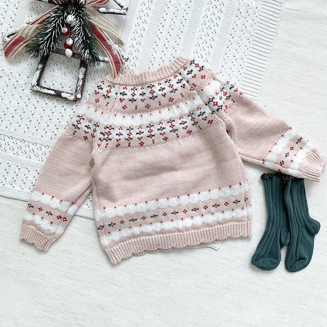 Sweter z długimi rękawami dla dziewczynek z motywem Bożego Narodzenia - płaszcz na jesień/zimę z kokardką - Wianko - 6