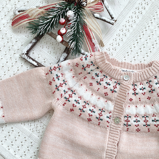 Sweter z długimi rękawami dla dziewczynek z motywem Bożego Narodzenia - płaszcz na jesień/zimę z kokardką - Wianko - 15