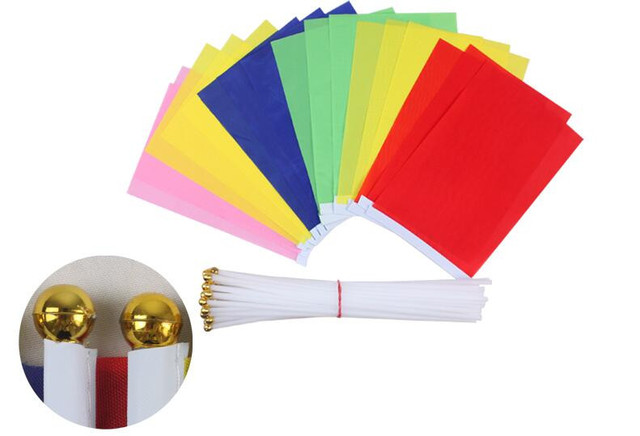 Flagi pływające, 14x2, 1cm, różne kolory: czerwony, żółty, niebieski, zielony, różowy - Wianko - 3