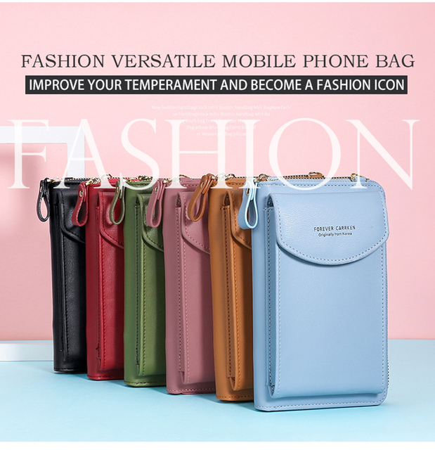 Torebka damska na ramię mini, czysty kolorowy portfel, PU luksusowa torba telefonowa - Wianko - 1