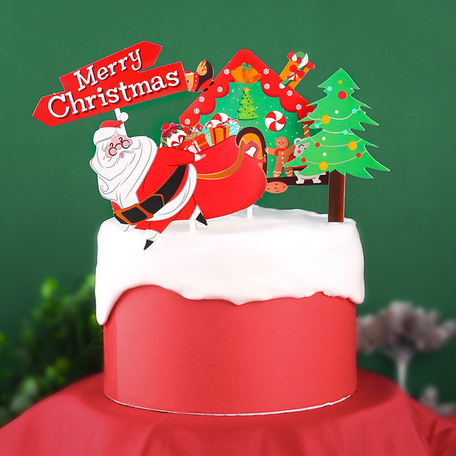 Zestaw dekoracji na ciasto świąteczne - choinka, święty Mikołaj, pociąg - na boże narodzenie, jedzenie, dekoracje - Wianko - 8