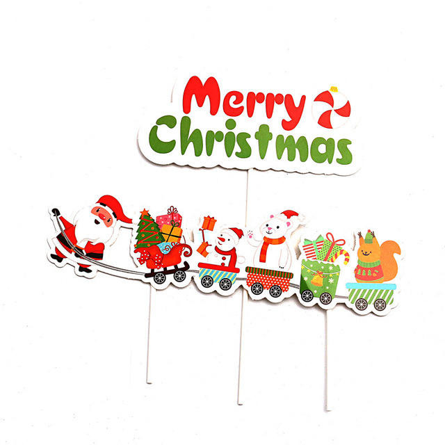 Zestaw dekoracji na ciasto świąteczne - choinka, święty Mikołaj, pociąg - na boże narodzenie, jedzenie, dekoracje - Wianko - 4